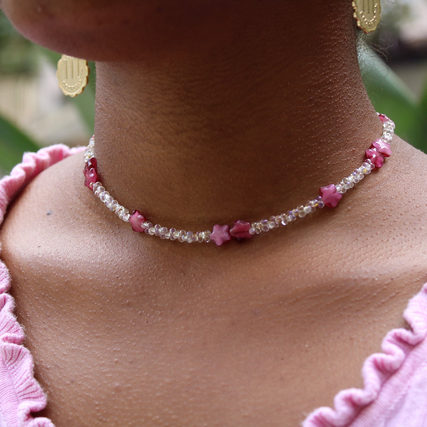 Pink Star Iridescent Necklace