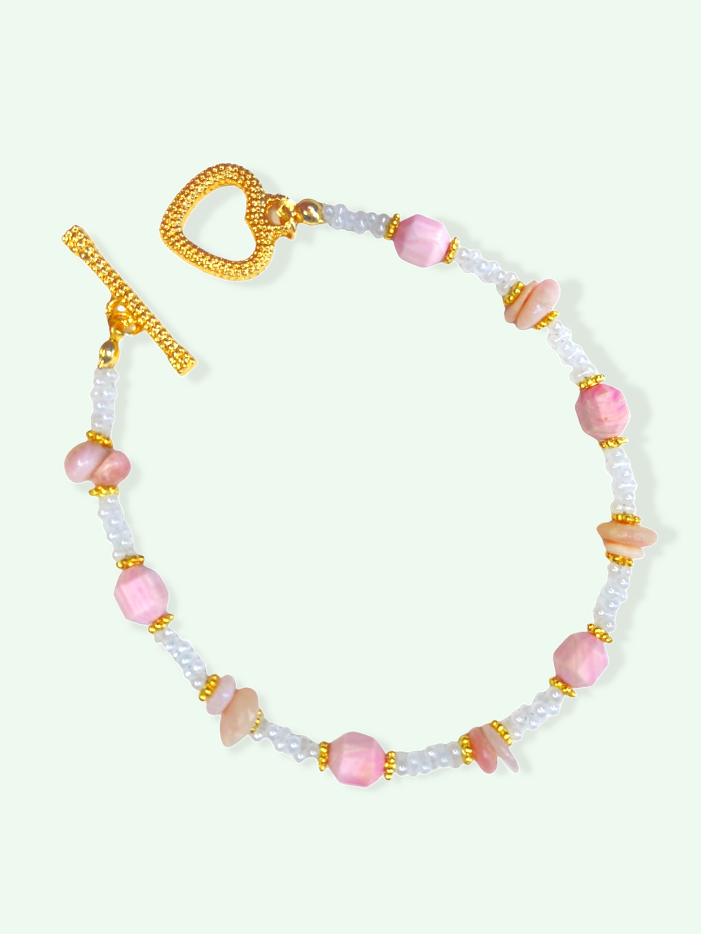 Rose Quartz and Pink Conch Shell Anklet